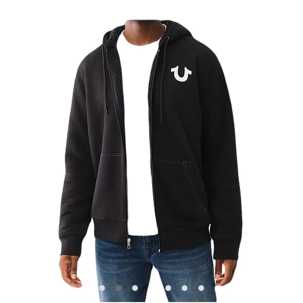 True Religion Buddha Guitar Graphic Full Zip Hoodie Black Men’s Large